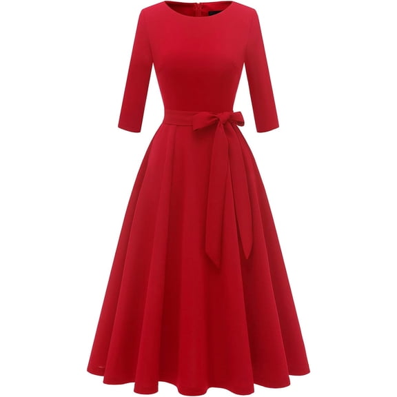 Cocktail Dresses for Women, Elegant Wedding Guest 3/4 Sleeves Formal Church Dress, Fall 2025