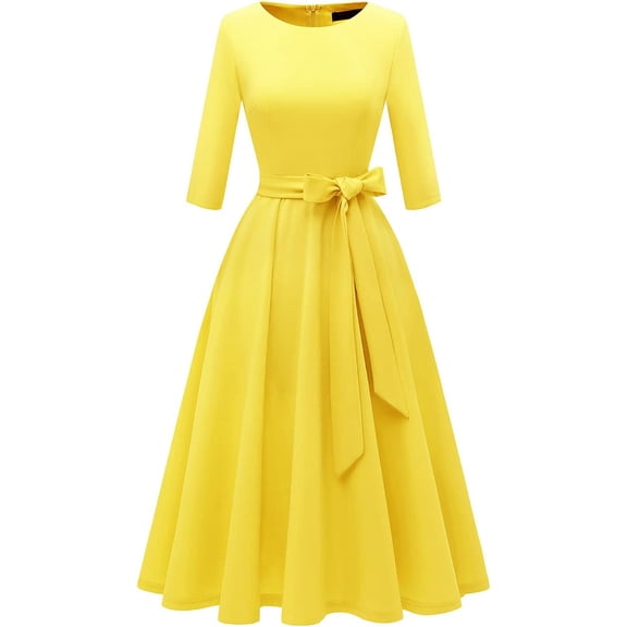 Cocktail Dresses for Women, Elegant Wedding Guest 3/4 Sleeves Formal Church Dress, Fall 2025
