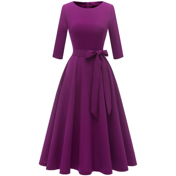 Cocktail Dresses for Women, Elegant Wedding Guest 3/4 Sleeves Formal Church Dress, Fall 2025
