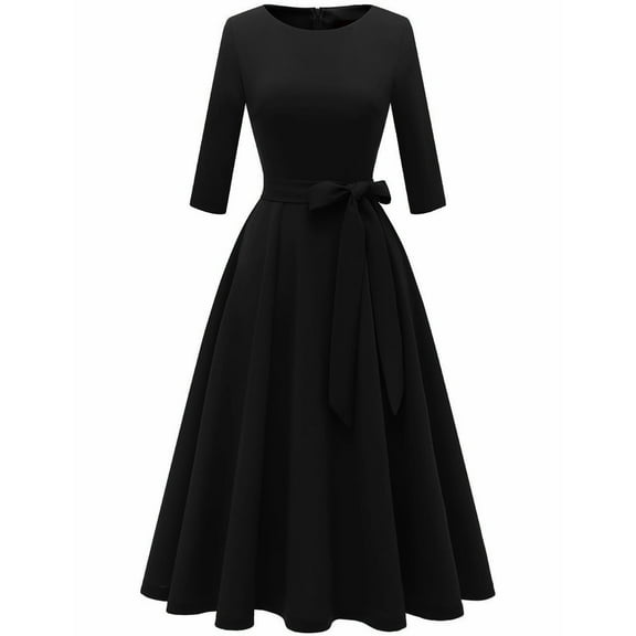 Cocktail Dresses for Women, Elegant Wedding Guest 3/4 Sleeves Formal Church Dress, Fall 2025
