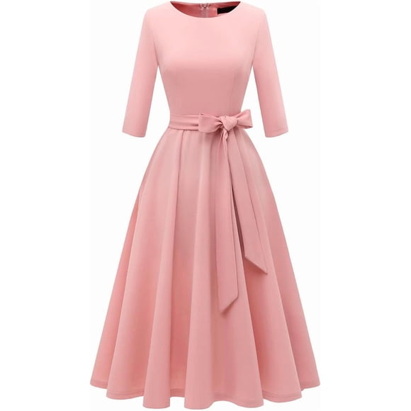 Cocktail Dresses for Women, Elegant Wedding Guest 3/4 Sleeves Formal Church Dress, Fall 2025