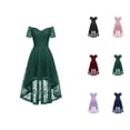 thumbnail image 1 of Cocktail Dresses for Women Floral Lace Short Sleeve Off Shoulder High Low A Line Ruffle Flowy Midi Dress Wedding Guest Dress, 1 of 4