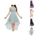 thumbnail image 1 of Dresses for Women Sleeveless Halter Lace Contrast Chiffon High Low Flowy Maxi Dress Wedding Guest Dress, 1 of 8