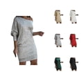 thumbnail image 1 of Cocktail Dresses for Women Sparkly Sequin Long Sleeve Off Shoulder Bodycon Mini Dress Night Club Dress, 1 of 5
