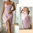 thumbnail image 1 of Cocktail Dresses for Women V Neck Sleeveless Ruffle Hem Midi Dress Front Slit for Date Night Wedding Guest Party Corset Dress, 1 of 7
