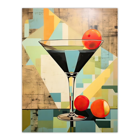 Cocktail Drink Abstract Geometric Kitchen Artwork Extra Large XL Wall Art Poster Print