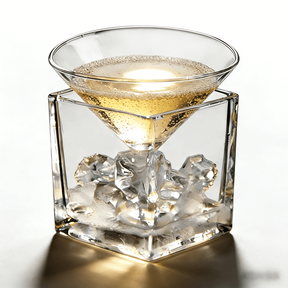 Cocktail Drink Chiller Set - 2-Piece PS Material Stemless Separated Ice & Drink Cup, Crystal Clear for Chilled Cocktails, Modern Barware for Whiskey, Gin, Martini