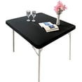 thumbnail image 1 of Cocktail Fitted Spandex Stretch Square Table Covers Caps Elastic Square Tablecloth Black Table Topper 36x36 Inch, 1 of 6