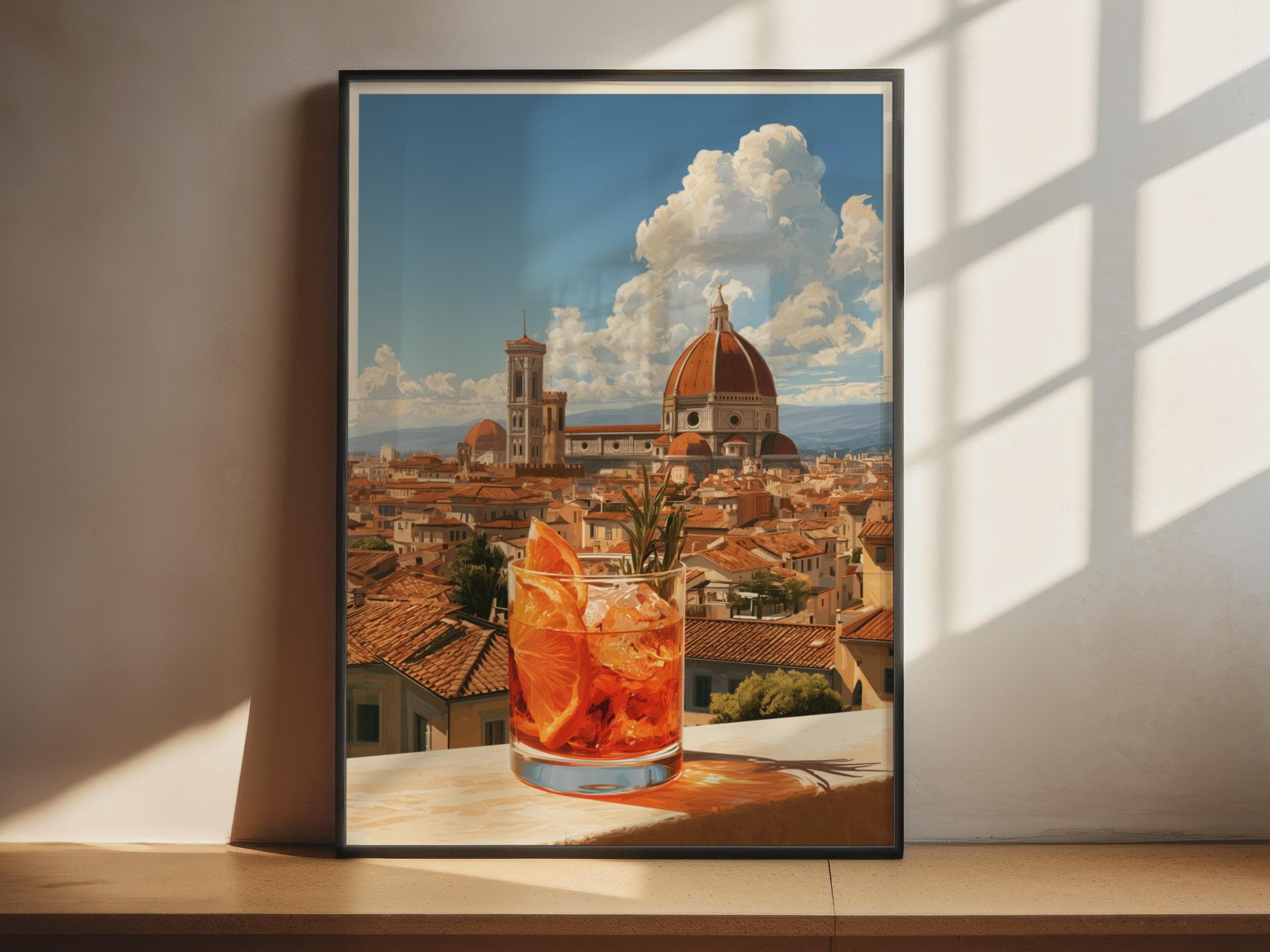 Printable Sign Photo Cocktail Florence Art Negroni Italy Duomo Tuscan Rooftop Poster ...