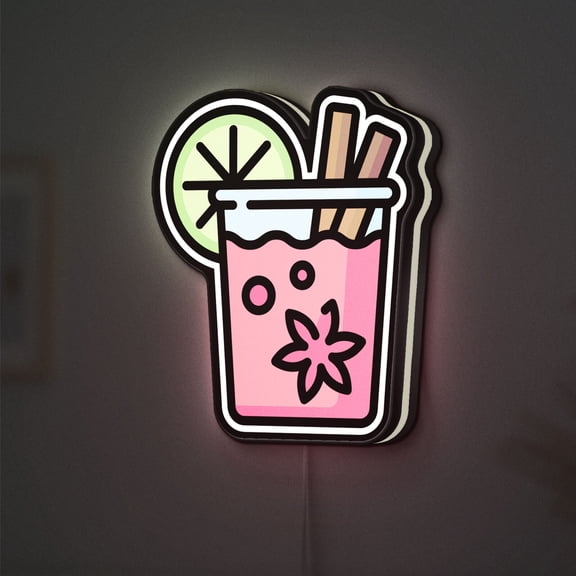 Cocktail Glass 3D Novelty Light Box, Stylish Bar Lamp Decor for Home Entertaining and Drink Stations (Width 12 inch, 30cm)