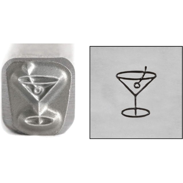 Cocktail Glass Metal Stamp, 4.5mm Cheers Happy Hour Punch Stamping Tool