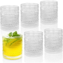 MY Cocktail Glasses 10 oz Hobnail Drinking Glasses Set of 6, Vintage Glassware, Textured Glass Cups Bubble Glasses Water Glasses Old Fashion Jupiter Glasses Set, clear