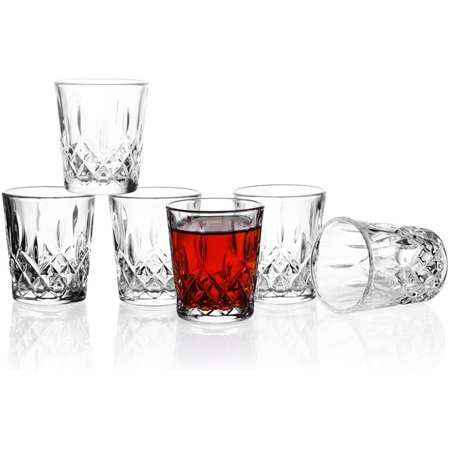 Valeways DiamondPatterned Shot Glasses Set of 6, 1.75oz, Liquor