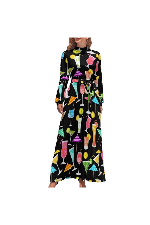 Cocktail Happy Hour Party Time Pattern Long Dress dresses for women 2024 Women's skirt