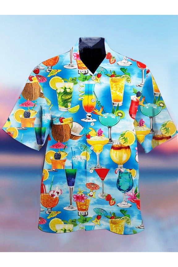 Cocktail Hawaiian Shirt, Aloha Hawaii Shirt, Gift for Summer Holidays