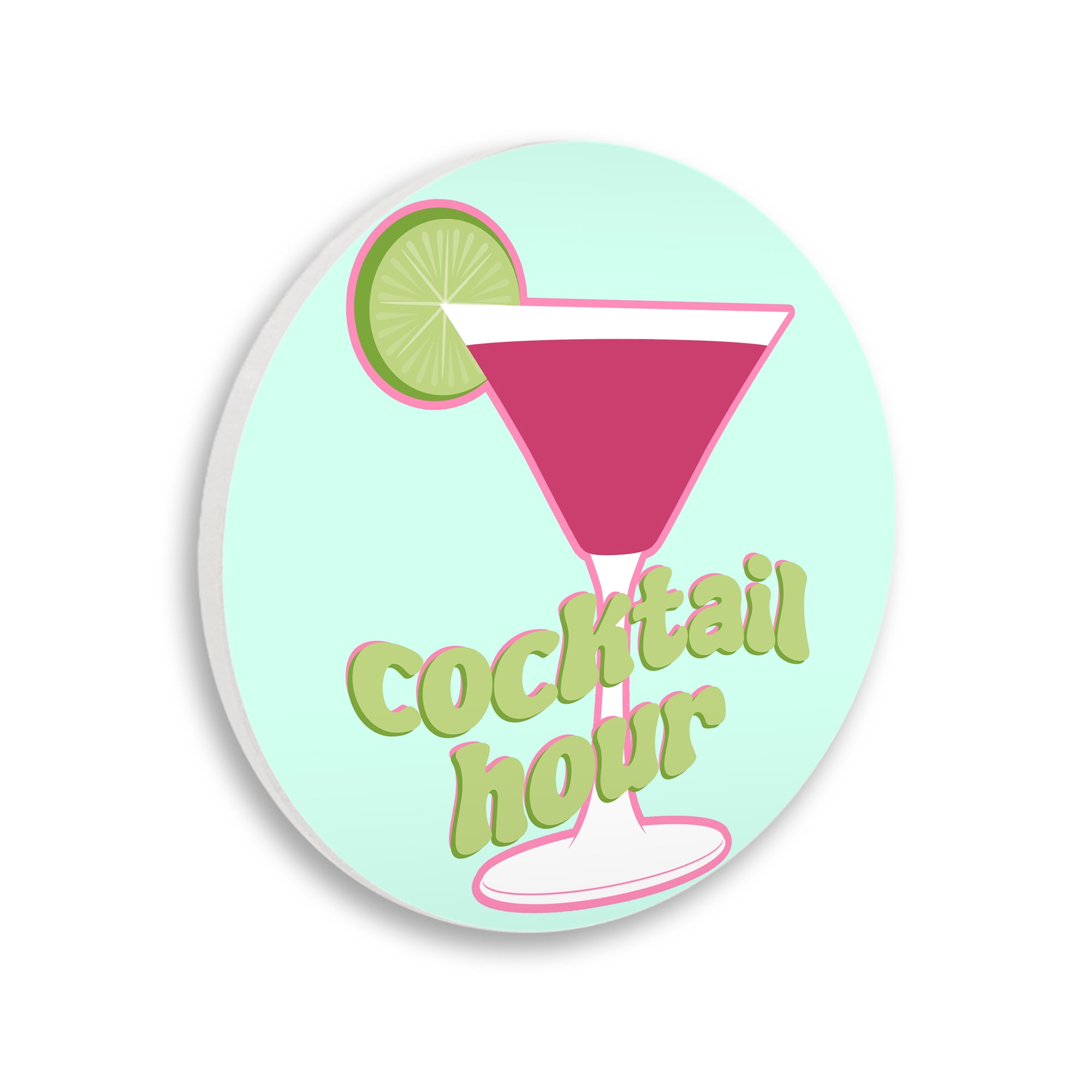 Cocktail Hour Pink Drink Circular Wall Plaque, design by SD Graphics Studio