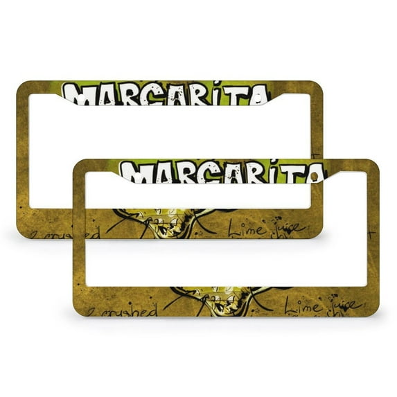 Cocktail License Plate Cover 2 PCS Ice Tea Cocktail Ingredients Funny License Plates for Women Men Auto Decoration Hardware 2 Holes Aluminum Metal License Plate Frames