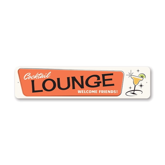Cocktail Lounge Bar Aluminum Metal Decor Sign - 4x18 inches