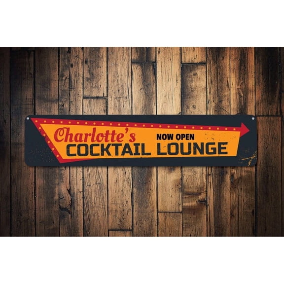 Cocktail Lounge Sign Bar Sign Now Open Sign Custom Bar Sign Bar Name Sign Bar Decor Cocktail Drinks - Size: 16 x 4 Inches