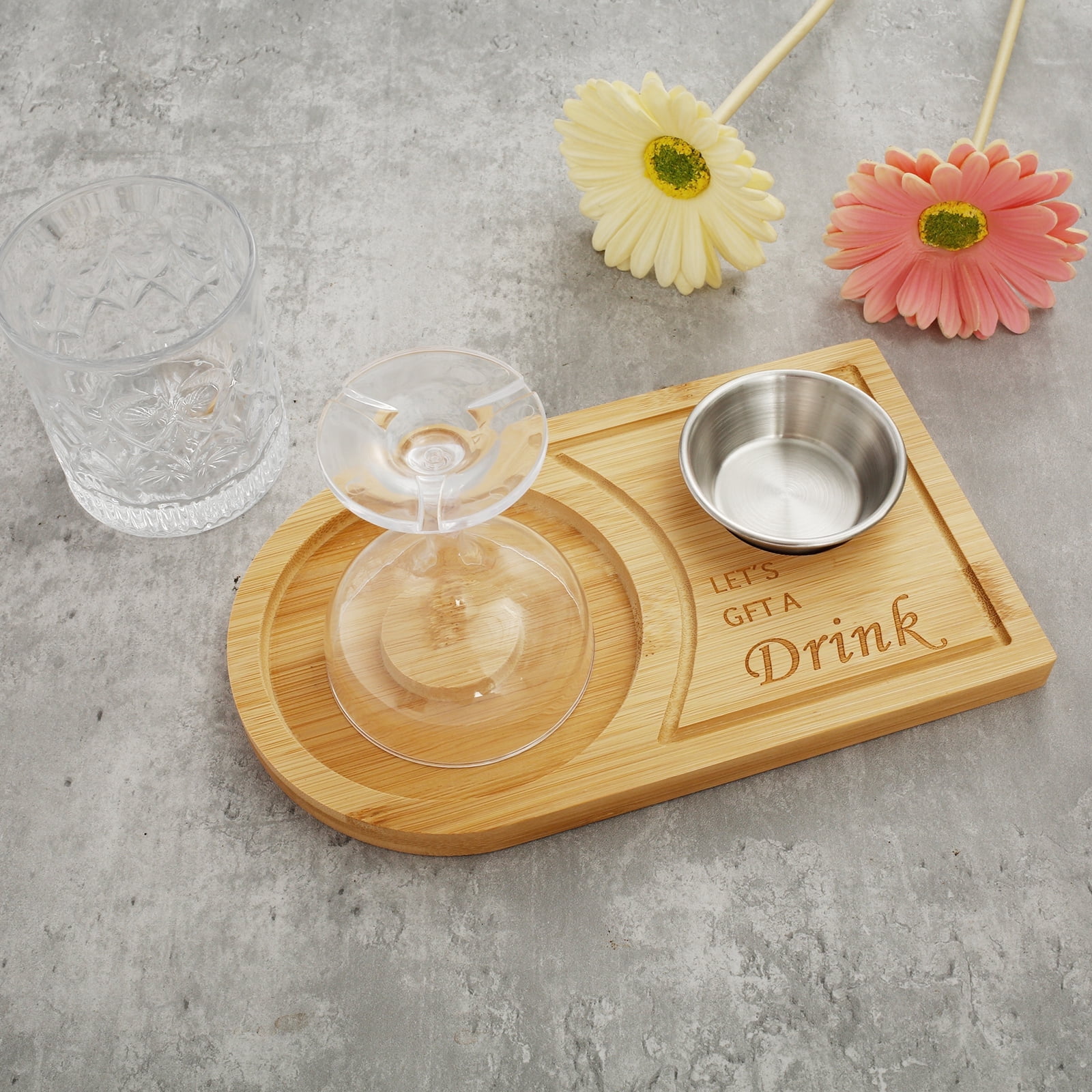 Cocktail Rimmer Set Cocktail Margarita Salt Rimmer Set Wood Tray Stainless Steel Bowl ...