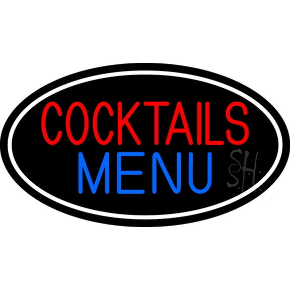 Cocktail Menu With Bottle And Glass LED Neon Sign 13 x 24 - inches, Clear Edge Cut Acrylic Backing, with Dimmer - Bright and Premium built indoor LED Neon Sign for Bar decor.