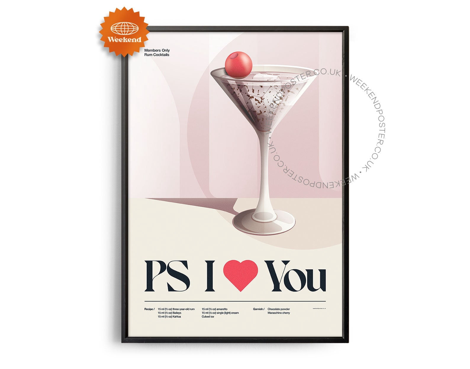 Cocktail Midcentury Ps I Love You Kitchen Recipe Poster , Poster Print ...