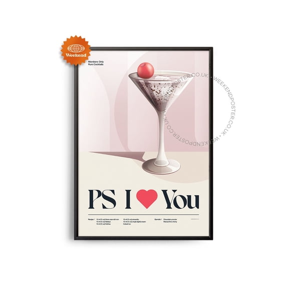Cocktail Midcentury Ps I Love You Kitchen Recipe Poster , Poster Print ...