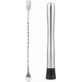 thumbnail image 1 of Muddler for Cocktails, 10" Muddler and Long Handle Bar Cocktail Mixing Spoon, Stainless Steel Stirrer, Bar Accessories Tools for Mojitos Fruit Drinks, 1 of 7
