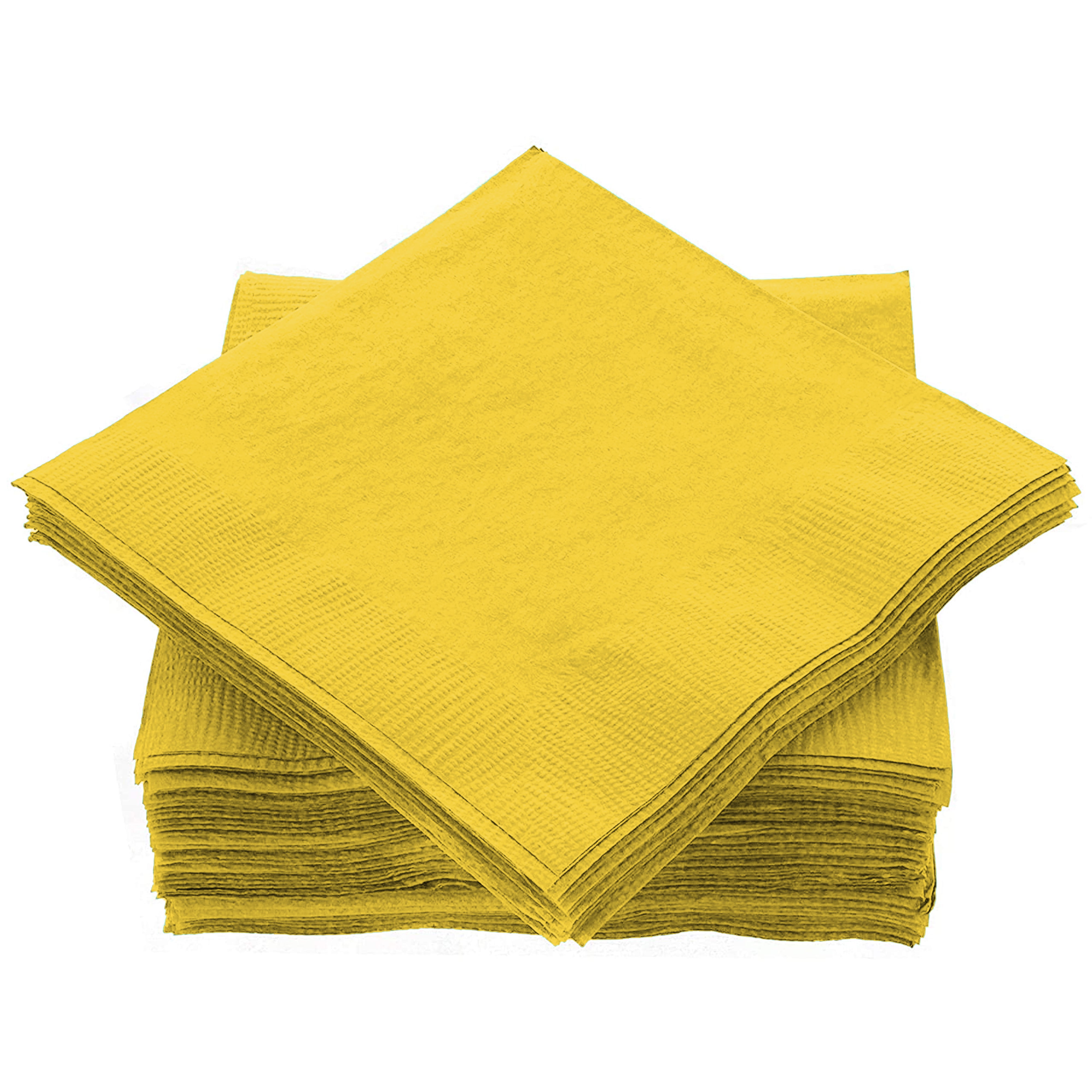 Yellow Cocktail Napkins - 5x5 Inch Party Beverage Napkins, 3-Ply, Pack Of 100