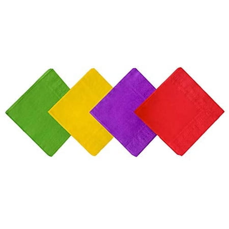 Cocktail Napkins, Jagrove 80 Pack 2 Ply Paper Beverage Napkins, Decorative Disposable Colorful Luncheon Dinner Napkins for Party Tableware Decoration, 4 Colors, 5X5 Inches Folded