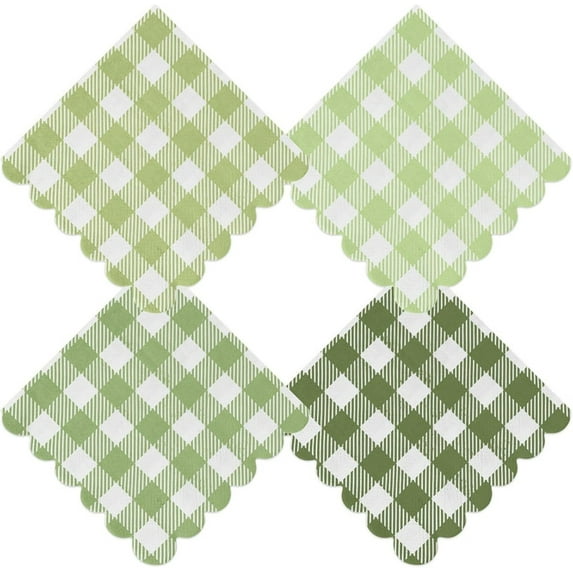 Cocktail Napkins, Paper Napkins Disposable for Dinner, Plaid Party Napkins, Wedding Napkins, 9.8 x 9.8 Inch, 3-Layer Paper for Party Dining, Picnic, Home (80, Green)