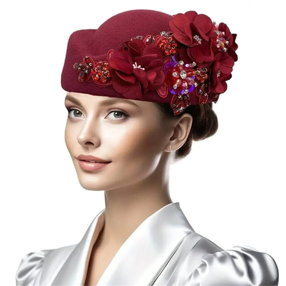 Cocktail Party 3D Flower Hat Fascinator Hat Church Caps 20s Flapper Women Bowler Hat Theme Event Vintage Headpiece