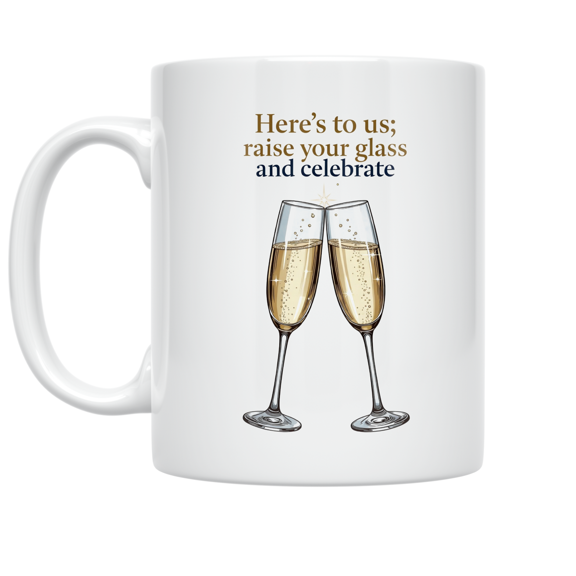Cocktail Party Cheers Clinking Flutes - Celebration Enthusiast - 11 oz Ceramic Coffee Mug