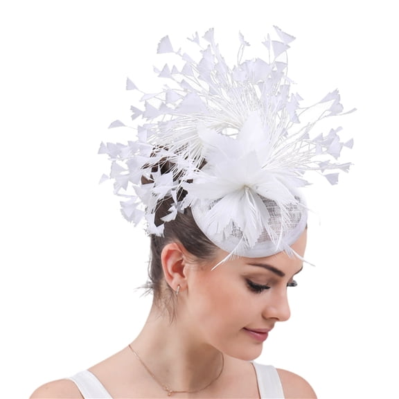 Cocktail Party Feather Mesh Flower Hat with Hair Clip Fascinator Hat Church Caps 1920s Mesh Flower Sinamay Flapper Hat