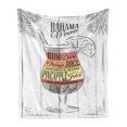 thumbnail image 1 of Cocktail Party Soft Flannel Fleece Blanket, Bahama Mama Cocktail in Vintage Style Painted on Wooden Boards Palm Leaves, Cozy Plush for Indoor and Outdoor Use, 60" x 80", Multicolor, by Ambesonne, 1 of 5