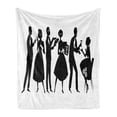 thumbnail image 1 of Cocktail Party Soft Flannel Fleece Blanket, Silhouette of People Dressed in 1950s Fashion at the Party Socializing, Cozy Plush for Indoor and Outdoor Use, 60" x 80", Black and White, by Ambesonne, 1 of 5
