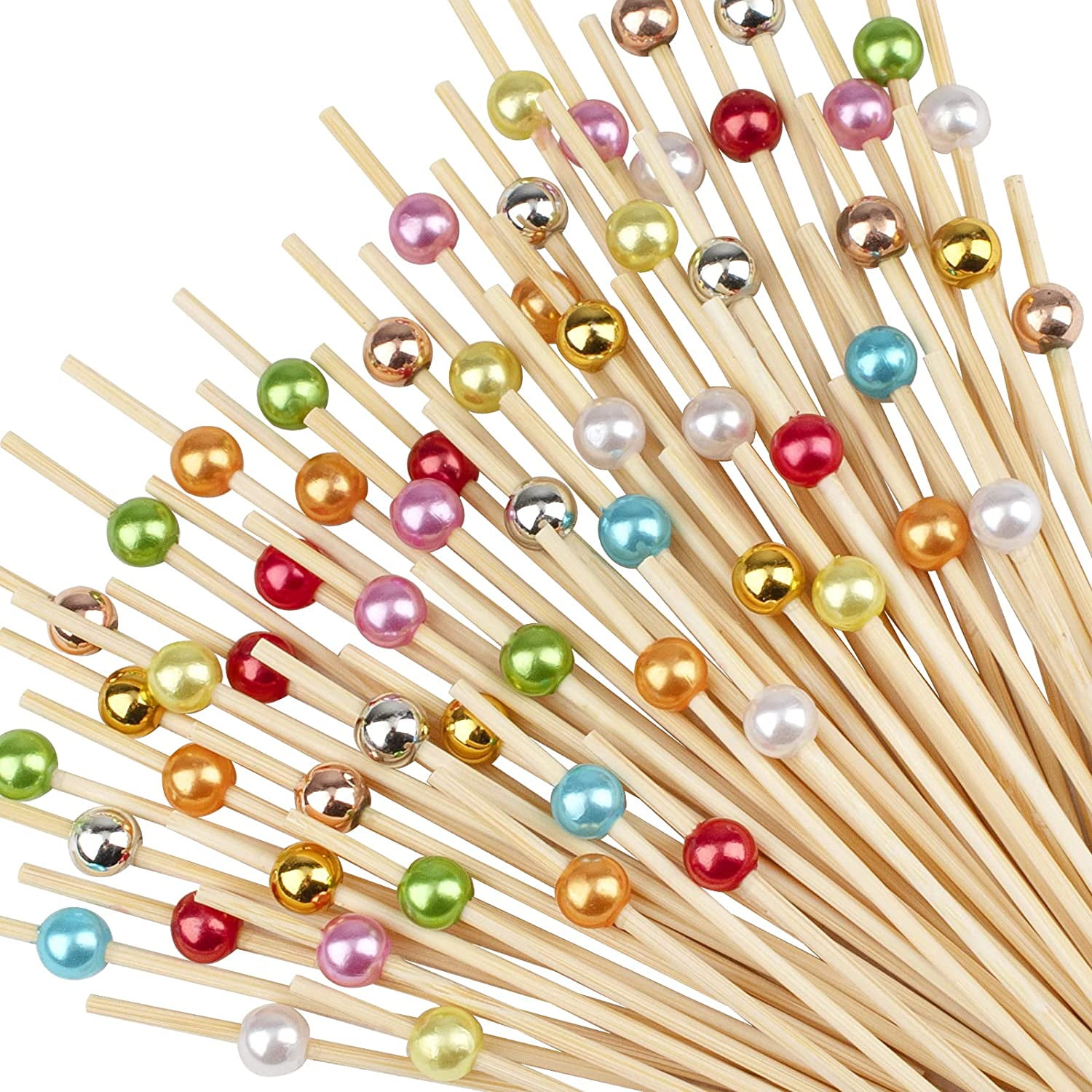 Bamboo Cocktail Picks & Appetizer Skewers - 360 Pcs, 4 Lengths (3.4" To 5.4"), Gold Pearl Tips For Charcuterie - View #9