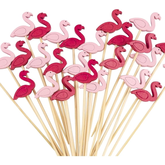 Cocktail Picks - 100 Counts Fancy Toothpicks for Appetizers, 4.7 Inch Long Decorative Bamboo Skewers for Food Drinks, Holiday Wooden Sticks for Party