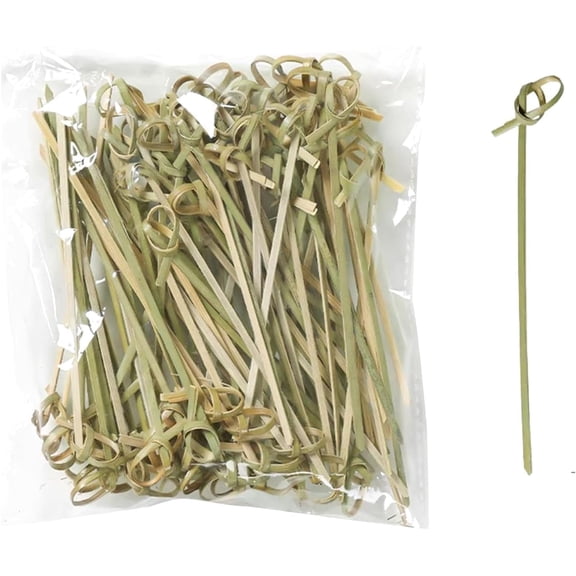 Cocktail Picks, 4.7 Inch Bamboo Knot Skewers, 100-Pack, Appetizer Toothpicks for Drinks, Party Supplies