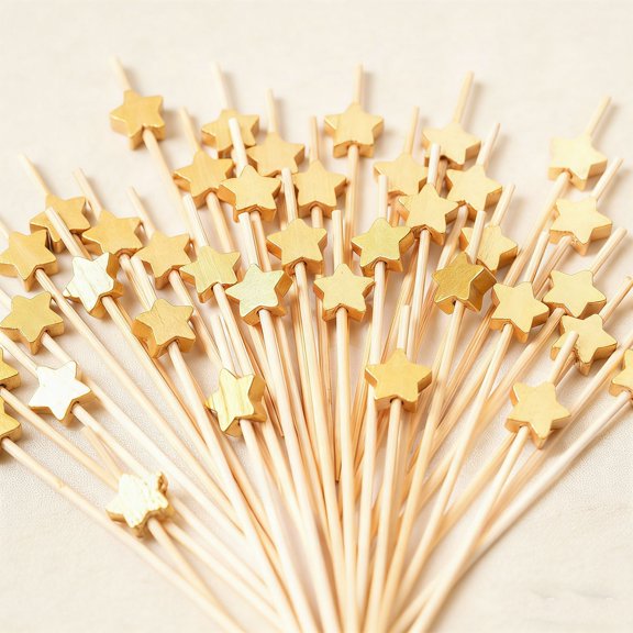 Cocktail Picks Handmade Wooden Toothpicks Party Supplies - Matt Gold Star