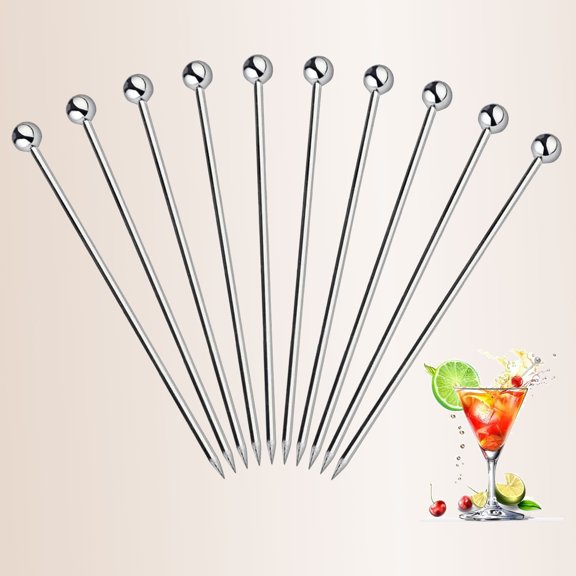 Cocktail Picks, Stainless Steel Martini Picks, Skewers for Appetizers & Toothpicks, Reusable for Drinks, Olives & Fruit