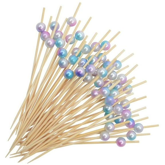 Cocktail Picks,Toothpicks for Appetizers,100Pcs 4.7 Inch Rainbow Pearl Cocktail Picks for Wedding Party, Decorative Food Picks Fancy Toothpicks for Appetizers, Skewers for Appetizers Charcuterie Cups