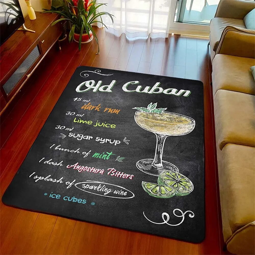 Cocktail Recipe Art Mat Carpet Fashion Gift for Boy Friend Dad Husband