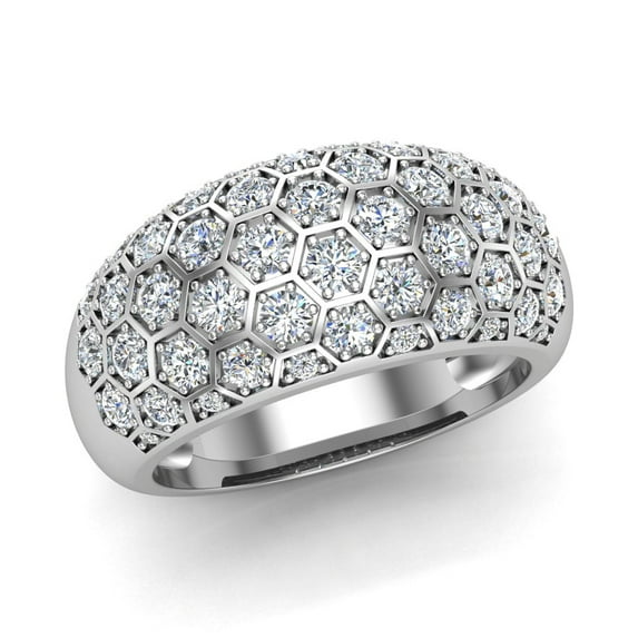 Cocktail Rings for Women Dome Fashion Rings 18K White Gold 1.00 CT TW (G,VS1)
