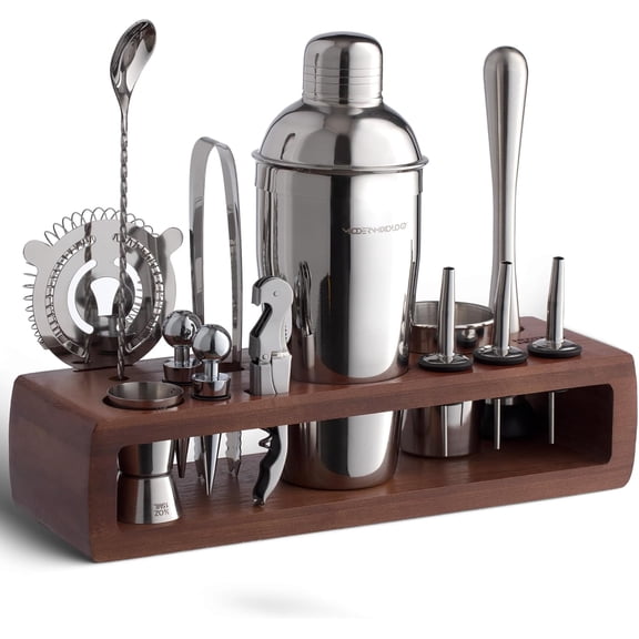 Cocktail Shaker, 24 oz Martini Shaker, Drink Mixer with Built-in Strainer, Professional Stainless Steel Margarita Alcohol Shaker with Cocktail Recipe Guide, Bartender Kit Gifts, Black