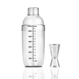 FEOOWV Plastic Cocktail Shaker,Drink Mixer Hand Shaker Cup with  Scales,Transparent (17 oz / 500cc)