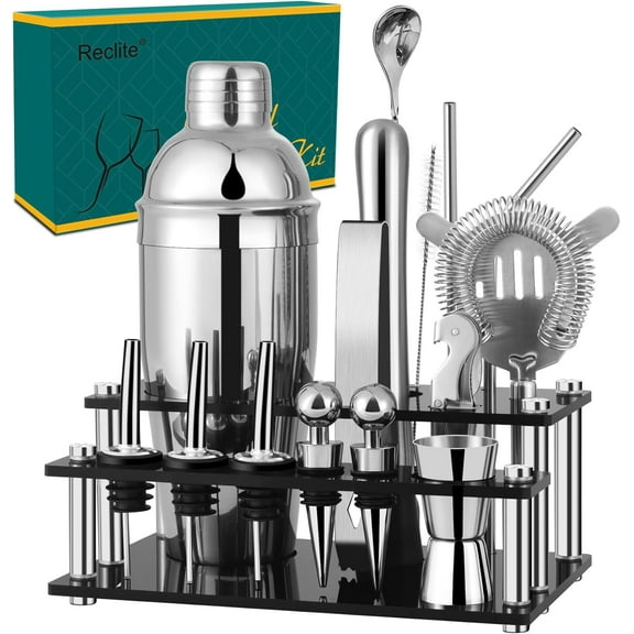 Cocktail Shaker Set,15 Pieces 304 Stainless Steel Bartender Drink Mixer Kit with 26oz Parisian Shaker