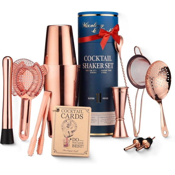 Cocktail Shaker Set, 8-Piece Bar Set, Practical Bartender Kit, Includes Many Bartending Accessories,Great Choice for Home, Bar, Party, Gift