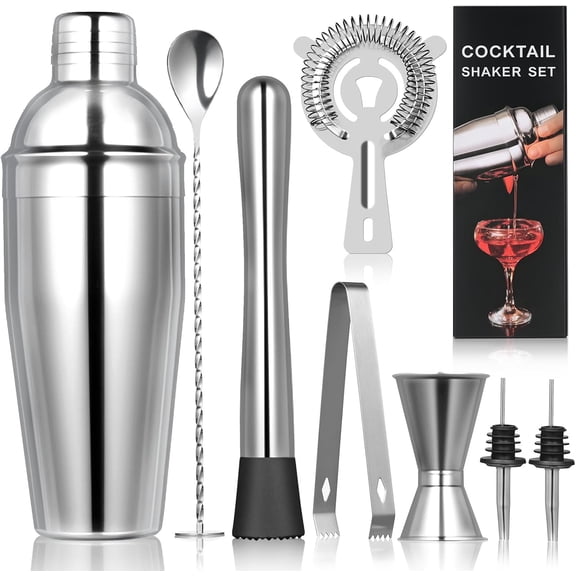 Cocktail Shaker Set, 8-piece Bar Set, Practical Bartender Kit, Includes Many Bartending Accessories,Great Choice for Home, Bar, Party, Gift
