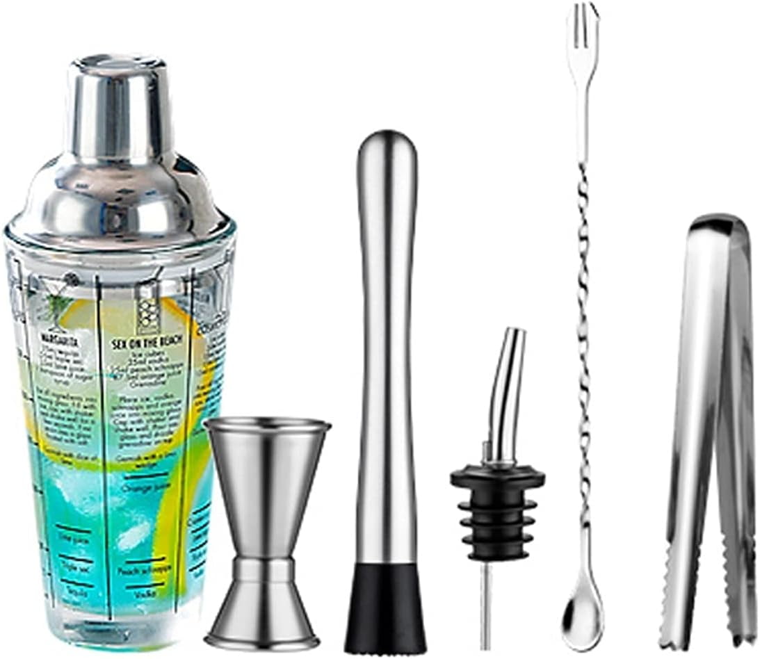 NewGF Cocktail Shaker With Built-in Strainer - Stainless Steel Drink Mixer For Martinis & Margaritas | Beginner Friendly Bar Tool Set